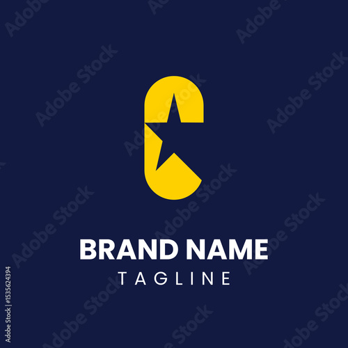 Simple and bold logo with the letter C and a classic star. Ideal for branding that values clarity, modern appeal, and a touch of creative sparkle.