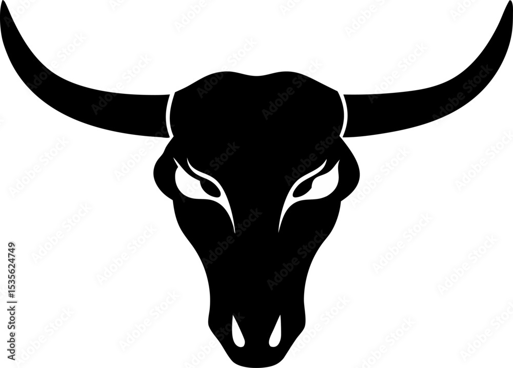 Fototapeta premium Cow Skull Silhouette Vector Illustration 