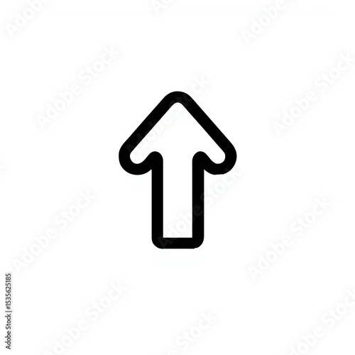 Curved Arrow Points Upward in Black and White

