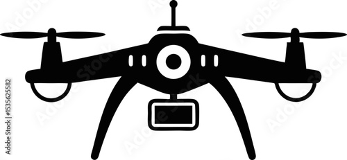 Drone Camera Silhouette Vector Illustration 