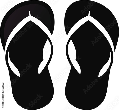 Flip Flops Silhouette Vector Illustration 