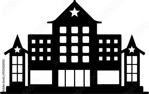 Hotel Silhouette Vector Illustration 