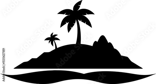 Island Silhouette Vector Illustration 