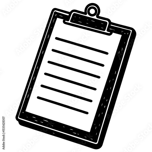 Clipboard Vector | Generative AI & Linocut Silhouette Design for Office & Stationery Graphics