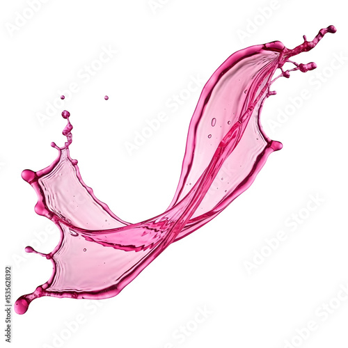 Pink Juice Splash in an Abstract Shape - Dynamic Red Liquid Splash, Isolated on Transparent Background PNG
