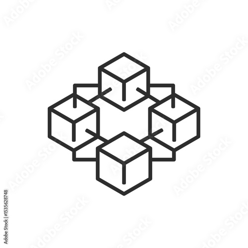 blockchain technology line icon vector images