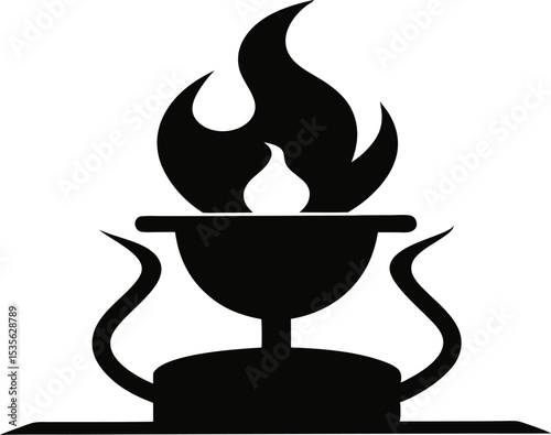 Oil Burner Silhouette Vector Illustration 