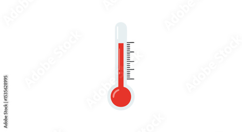 Flat Thermometer Icon Showing Global Heat Rise