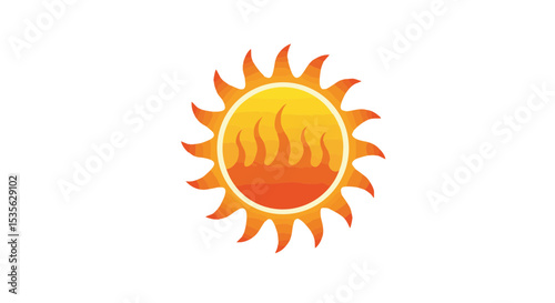 Hot Sun with Heat Waves Flat Vector Icon