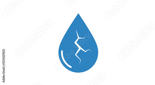 Cracked Water Drop Icon Representing Drought