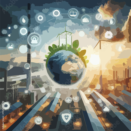 Eco-Friendly Energy Icons – Green Technology Vector