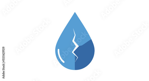 Cracked Water Drop Icon Representing Drought