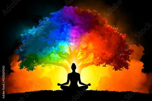 Vibrant Rainbow Tree of Life A Meditation on Inner Peace and Harmony