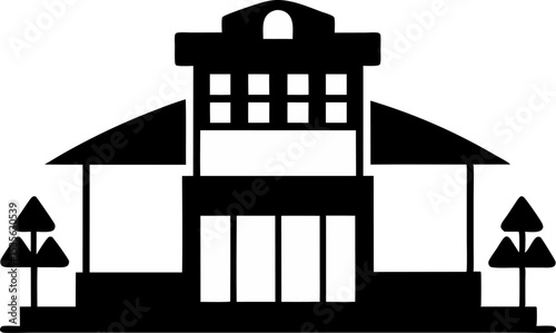 Shopping Mall Silhouette Vector Illustration 
