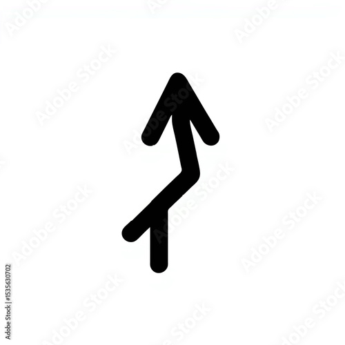 Curved Arrow Points Upward in Black and White

