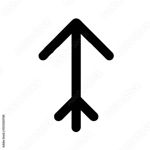 Curved Arrow Points Upward in Black and White

