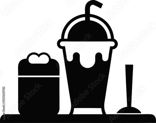 Soda Fountain Silhouette Vector Illustration 
