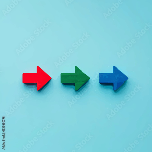Colorful Arrows Indicate Sequential Progression on Blue

