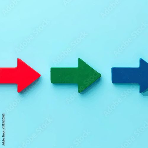 Colorful Arrows Indicate Sequential Progression on Blue

