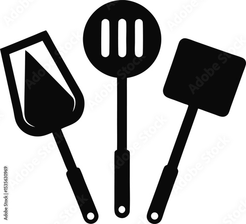 Spatula Set Silhouette Vector Illustration 