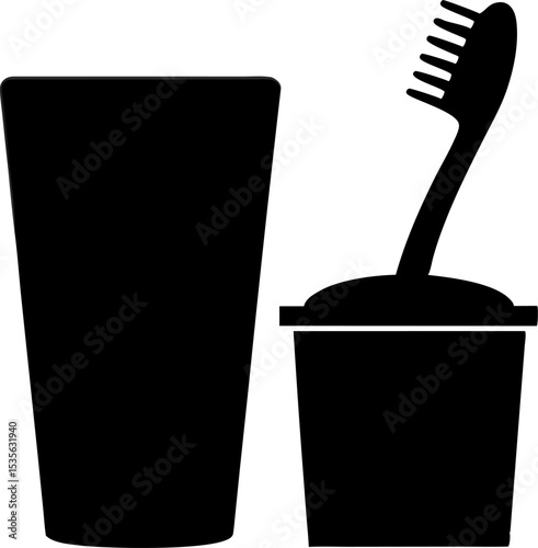 Toothbrush Cup Silhouette Vector Illustration 