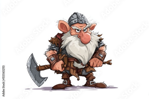 Grumpy Viking Dwarf Cartoon Character Illustration