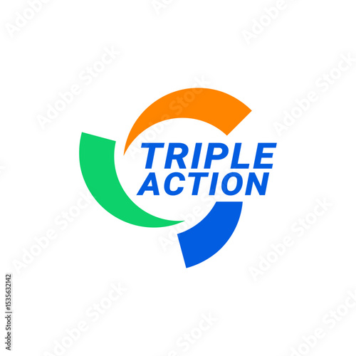 Triple action 3x icon logo badge