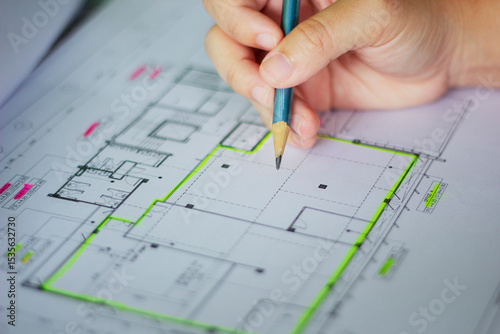 Professional Civil Engineer Inspecting Structural Blueprint