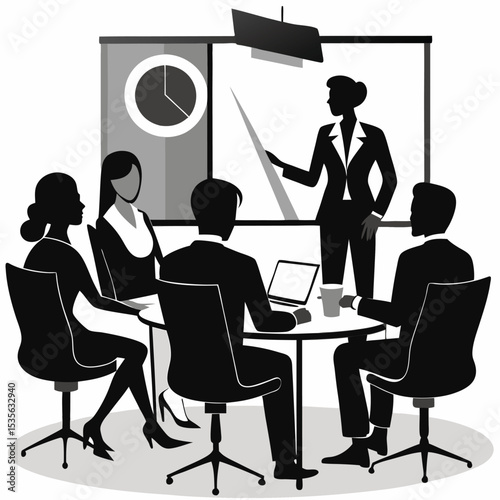 Business presentation depicting teamwork and professional communication in a corporate setting