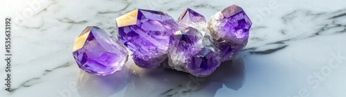 Exquisite Purple Diamond on Luxurious Marble Background