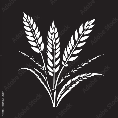 Elegance of Wheat: An artistic monochrome depiction of wheat, representing purity and simplicity, its delicate silhouette capturing the essence of nature's bounty.