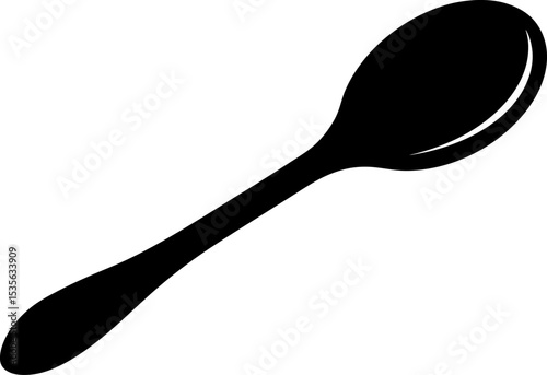 Wooden Spoon Silhouette Vector Illustration 