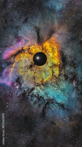 Swirling Colors of Vibrant Nebula in Deep Space