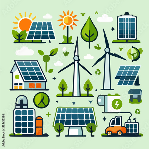 Eco Energy Graphics – Flat Style Vector Icons