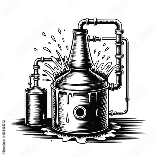 Vintage Moonshine Still Illustration