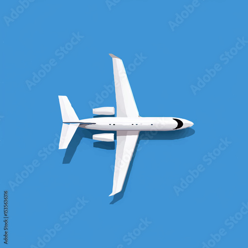 Private Jet Flying in Blue Sky Illustration

