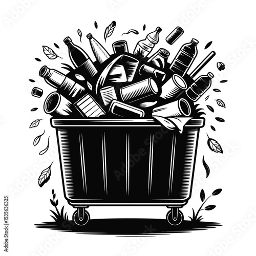 Overflowing Trash Can A Graphic Illustration of Waste