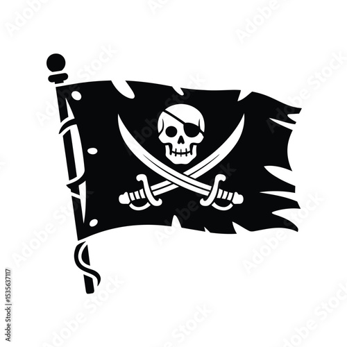 Jolly Roger Pirate Flag Skull and Crossbones Illustration