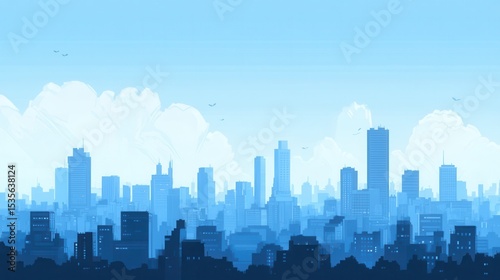 Silhouetted Cityscape with Skyscrapers Under a Clear Sky