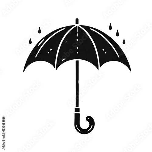 Stylish black umbrella design perfect for branding logos icons and apparel prints showcasing rainy weather protection