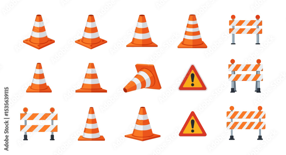 Construction Safety Icons Traffic Cones, Barriers, and Warning Signs Construction Safety Icons Traffic Cones, Barriers, and Warning Signs