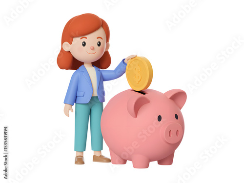 Pink piggy bank filled with coins representing savings and financial investment