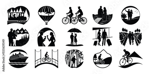 Collection of Travel Icons Adventure, Exploration, and Journey Symbols