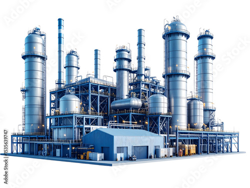 AI-Generated Industrial Factory Complex, White Background