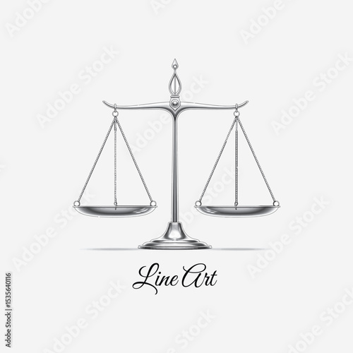 Classic Scales of Justice Equilibrium Line Art Symbol