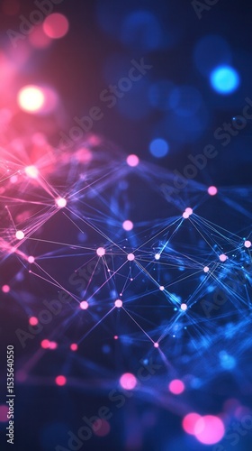 Abstract Network of Interconnected Nodes with Vibrant Colors