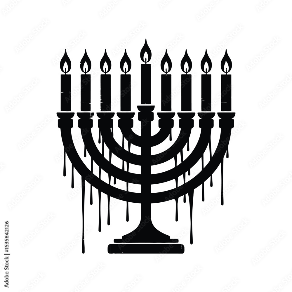 Melting Wax Candles on Menorah A Symbolic Image Melting Wax Candles on Menorah A Symbolic Image