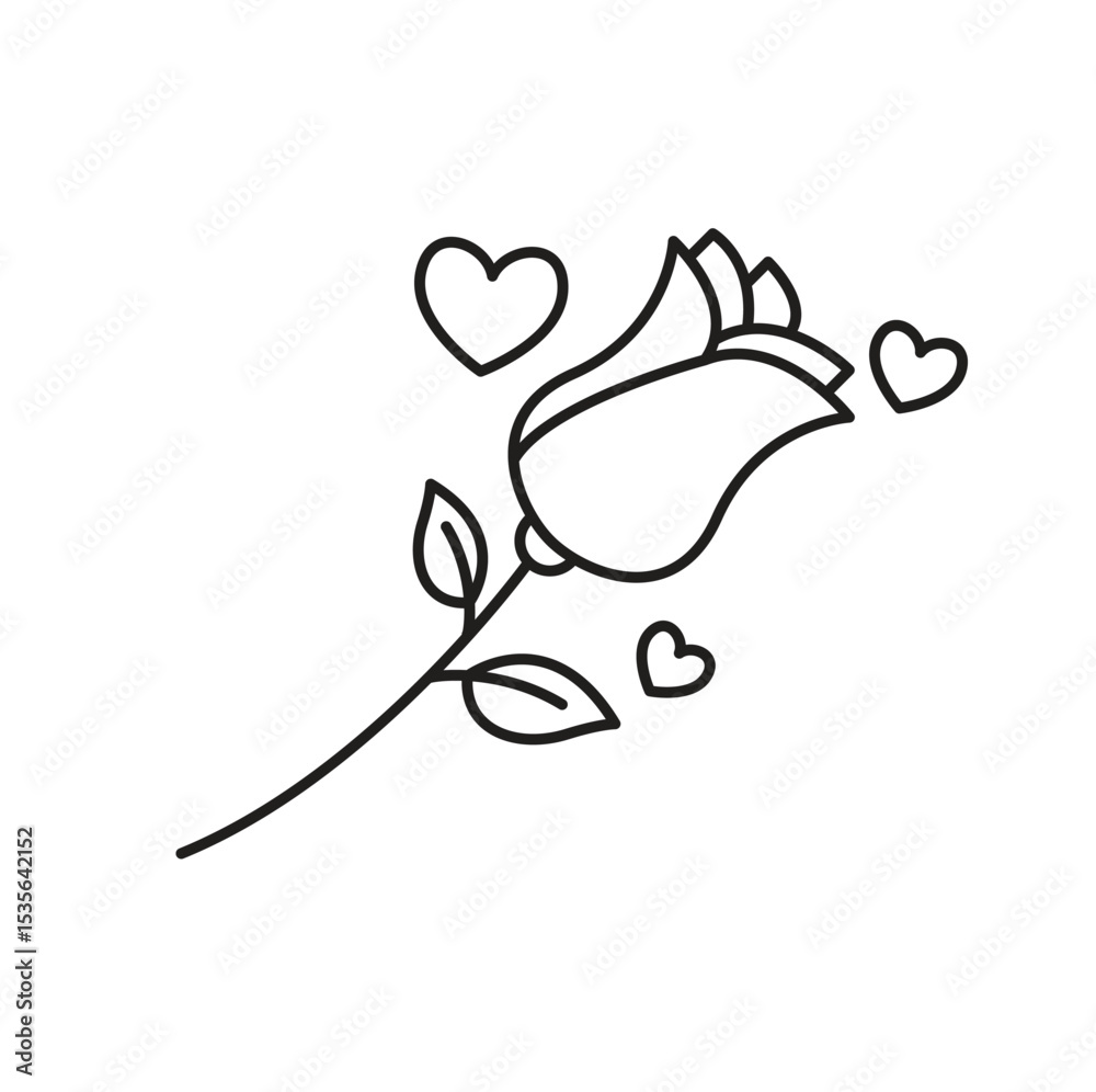 Fototapeta premium Love Rose Editable line icon