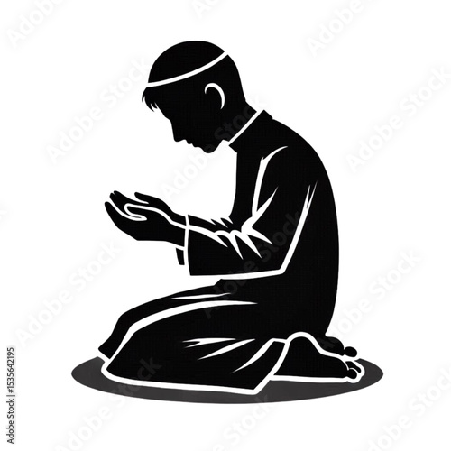 A man kneeling in prayer a powerful religious symbol perfect for faith-based designs websites or print media showcasing spirituality and devotion