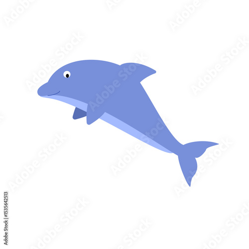Cute dolphin vector sea fish isolated on white